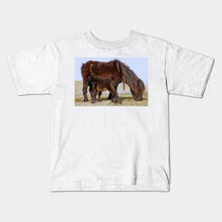 Wild Shetland Ponies - Mare & Foal Kids T-Shirt